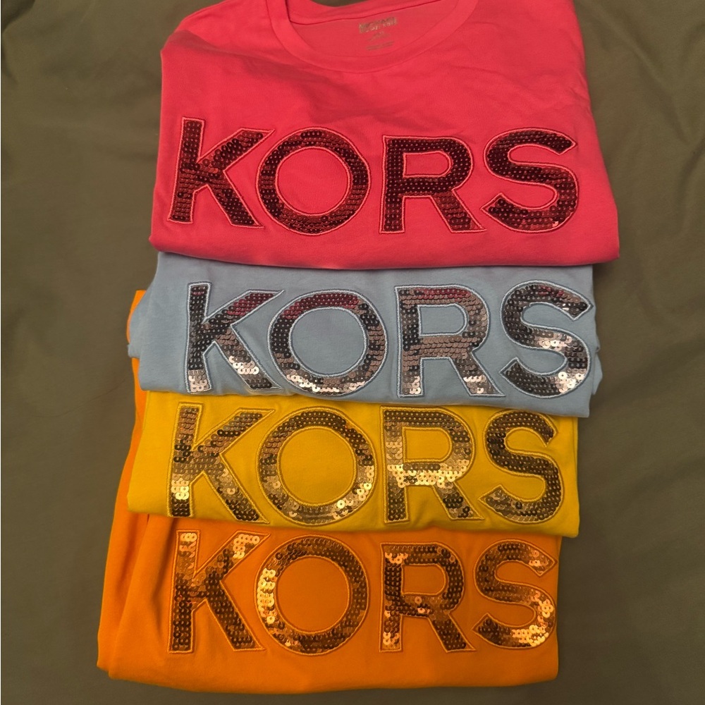 Michael Kors Sequined Logo T-shirt - yellow -size XS - Picture 4 of 5